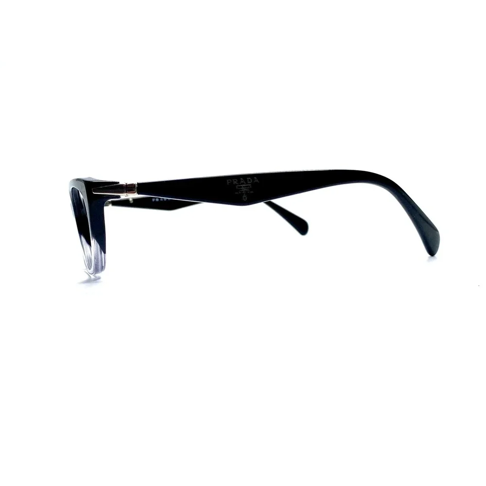 Prada Black Clear Gray Cat Eye Retro Glasses Italy VPR15P ZYY-101 53 16 135